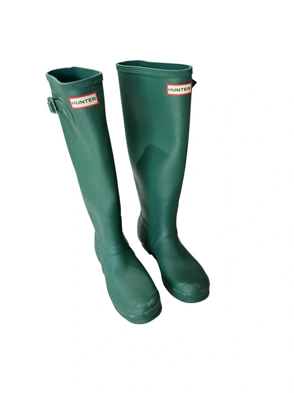 Hunter Original Tall Matte Green Wellington Rubber Rain Boots Size 8 - Picture 3 of 12